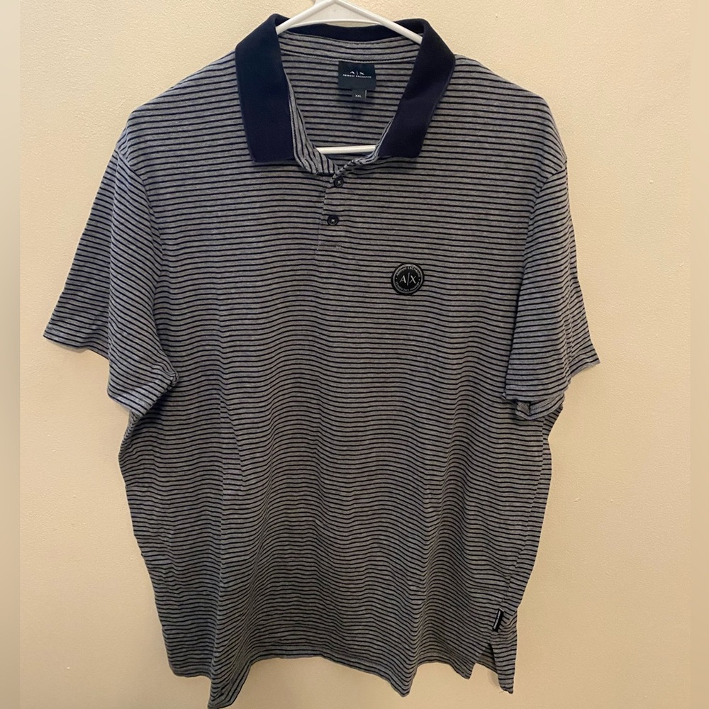 Men's Striped Polo Shirt - Black and Gray